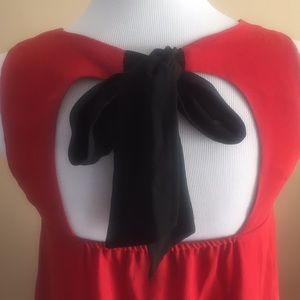 Red open back tunic